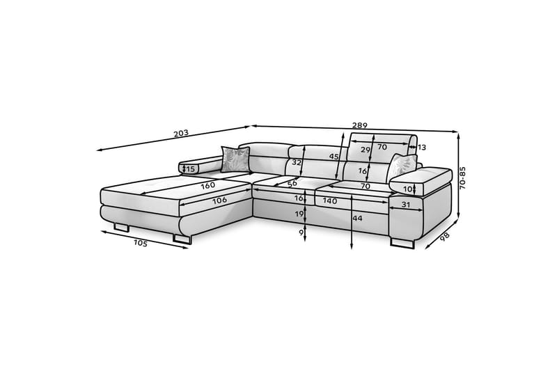 Klinka Sovesofa med Divan Venstre - Beige - Møbler - Sofaer - Sovesofaer - Sovesofa divan