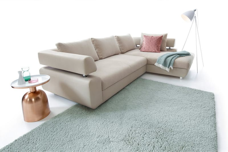 L-Sovesofa Panama Høyre - Beige - Fløyelssofaer - Skinnsofaer - Sovesofa divan