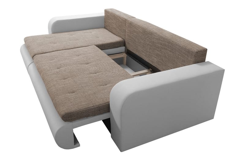 Lecanto 3-seters Sovesofa med Divan - Kunstlær/Grå/Hvit - Møbler - Sofaer - Sovesofaer - Sovesofa divan