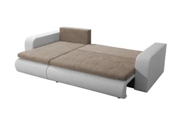 Lecanto 3-seters Sovesofa med Divan - Kunstlær/Grå/Hvit - Møbler - Sofaer - Sovesofaer - Sovesofa divan