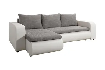 Lecanto 3-seters Sovesofa med Divan - Kunstlær/Grå/Hvit - Møbler - Sofaer - Sovesofaer - Sovesofa divan
