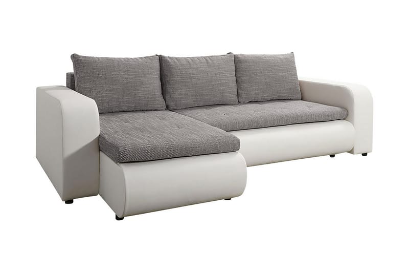 Lecanto 3-seters Sovesofa med Divan - Kunstlær/Grå/Hvit - Møbler - Sofaer - Sovesofaer - Sovesofa divan