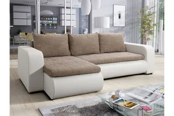 Lecanto Hjørnesovesofa - Hvit/Beige - Møbler - Sofaer - Sovesofaer - Sovesofa divan