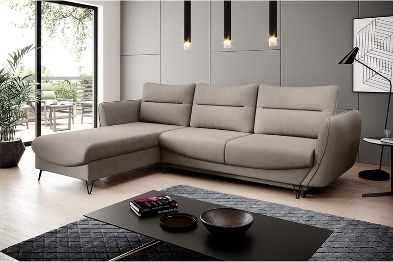 Lence Sovesofa m. Divan Oppbevaring - Beige - Møbler - Sofaer - Sovesofaer - Sovesofa divan