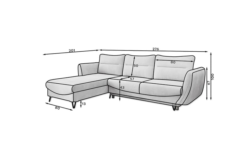 Lence Sovesofa m. Divan Oppbevaring - Beige - Møbler - Sofaer - Sovesofaer - Sovesofa divan
