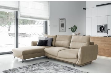 Lence Sovesofa m. Divan Oppbevaring - Beige - Møbler - Sofaer - Sovesofaer - Sovesofa divan