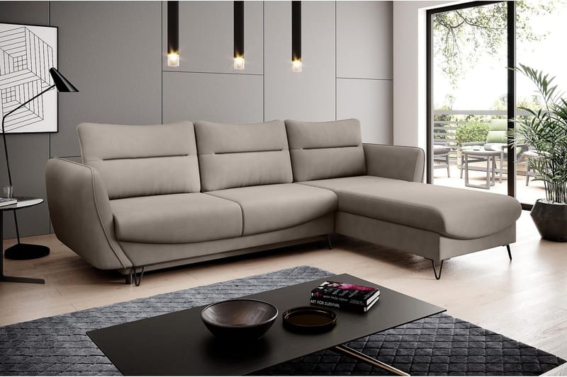 Lence Sovesofa m. Divan Oppbevaring - Beige - Møbler - Sofaer - Sovesofaer - Sovesofa divan