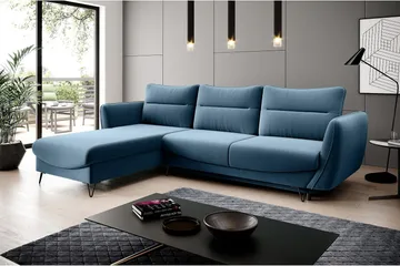 Lence Sovesofa m. Divan Oppbevaring - Blå - Møbler - Sofaer - Sovesofaer - Sovesofa divan