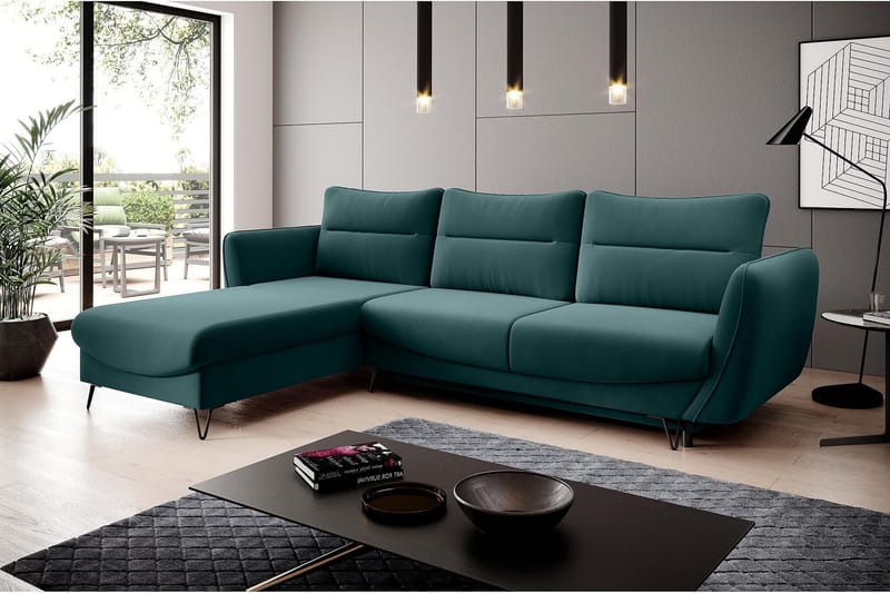 Lence Sovesofa m. Divan Oppbevaring - Blå/Grønn - Møbler - Sofaer - Sovesofaer - Sovesofa divan