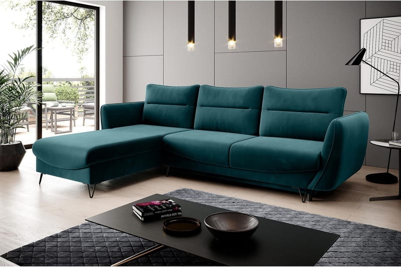 Lence Sovesofa m. Divan Oppbevaring - Blå/Grønn - Møbler - Sofaer - Sovesofaer - Sovesofa divan
