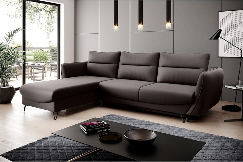 Lence Sovesofa m. Divan Oppbevaring - Brun - Møbler - Sofaer - Sovesofaer - Sovesofa divan
