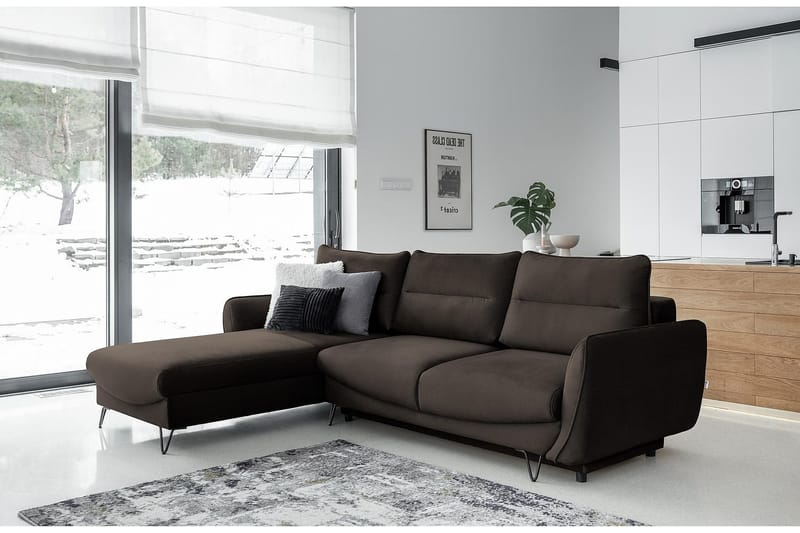 Lence Sovesofa m. Divan Oppbevaring - Brun - Møbler - Sofaer - Sovesofaer - Sovesofa divan