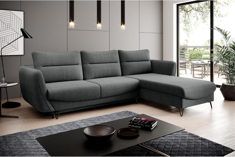 Lence Sovesofa m. Divan Oppbevaring - Grå - Møbler - Sofaer - Sovesofaer - Sovesofa divan