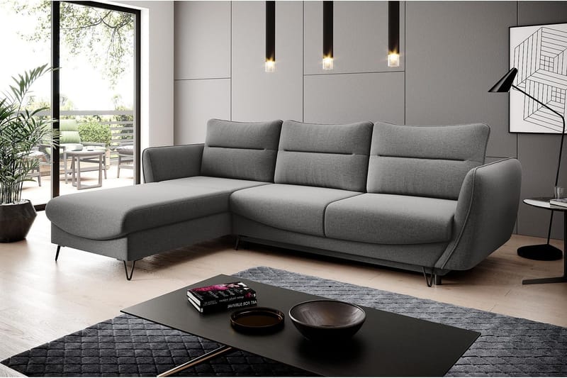 Lence Sovesofa m. Divan Oppbevaring - Grå - Møbler - Sofaer - Sovesofaer - Sovesofa divan