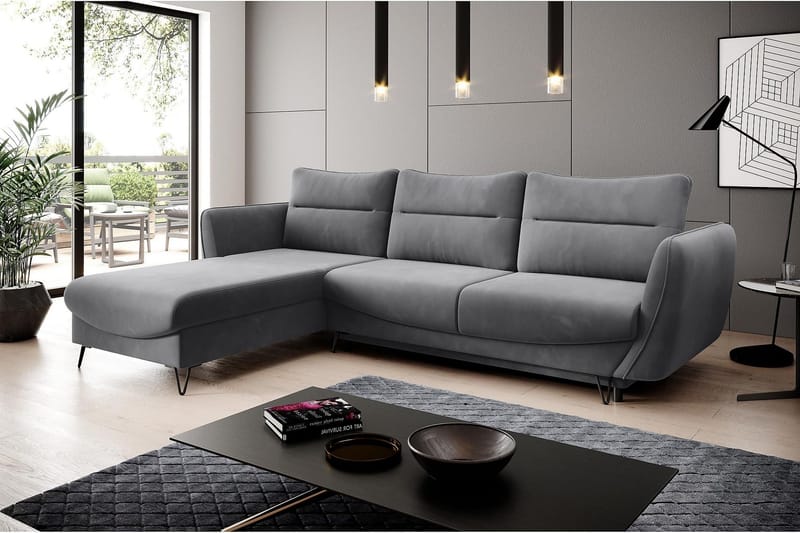 Lence Sovesofa m. Divan Oppbevaring - Grå - Møbler - Sofaer - Sovesofaer - Sovesofa divan