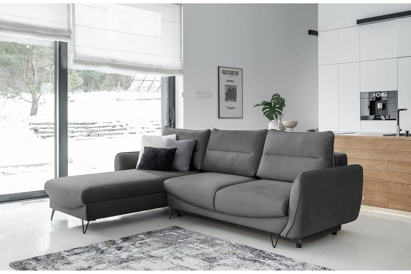 Lence Sovesofa m. Divan Oppbevaring - Grå - Møbler - Sofaer - Sovesofaer - Sovesofa divan