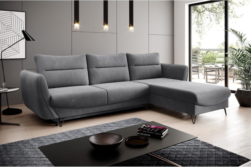 Lence Sovesofa m. Divan Oppbevaring - Grå - Møbler - Sofaer - Sovesofaer - Sovesofa divan