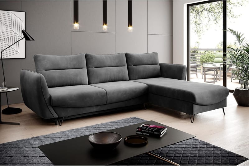 Lence Sovesofa m. Divan Oppbevaring - Grå - Møbler - Sofaer - Sovesofaer - Sovesofa divan