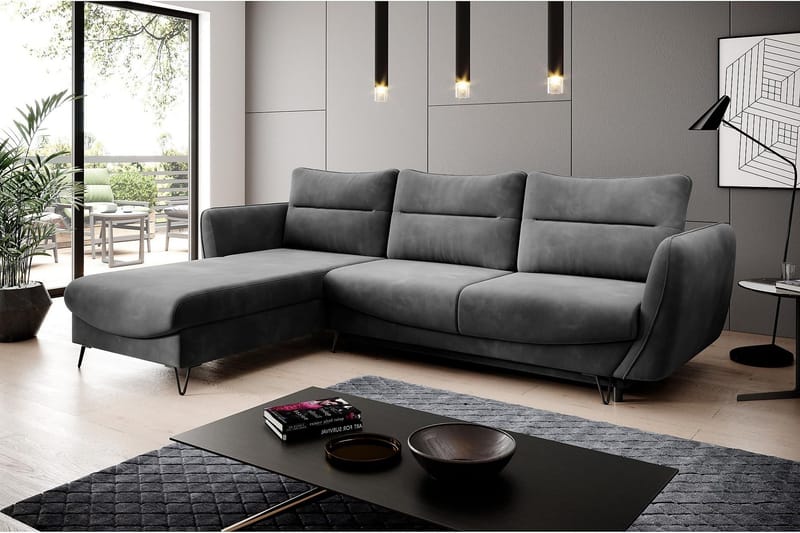 Lence Sovesofa m. Divan Oppbevaring - Grå - Møbler - Sofaer - Sovesofaer - Sovesofa divan