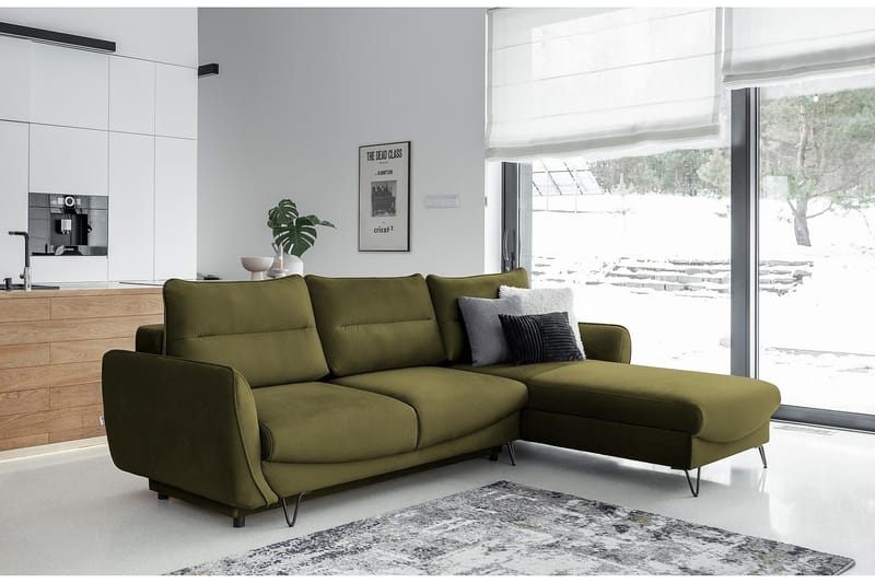 Lence Sovesofa m. Divan Oppbevaring - Grønn - Møbler - Sofaer - Sovesofaer - Sovesofa divan