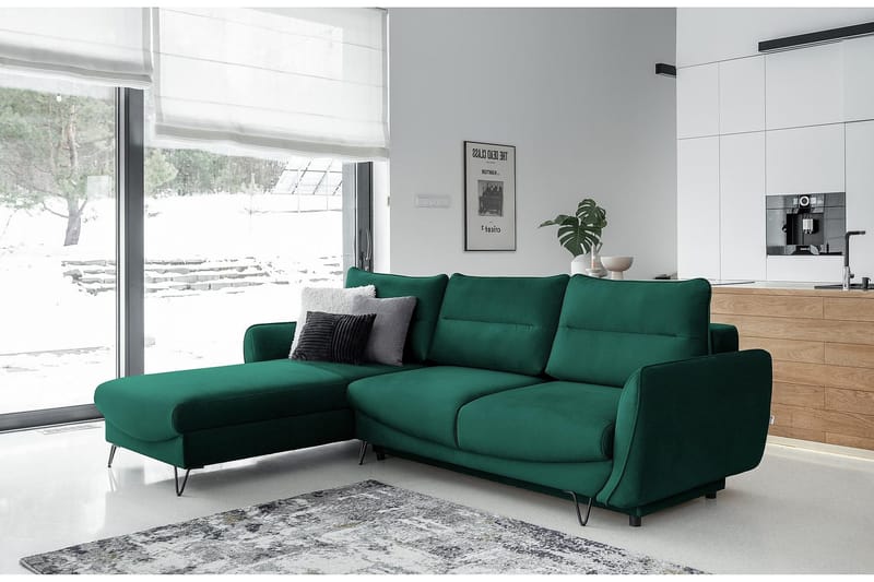 Lence Sovesofa m. Divan Oppbevaring - Grønn - Møbler - Sofaer - Sovesofaer - Sovesofa divan