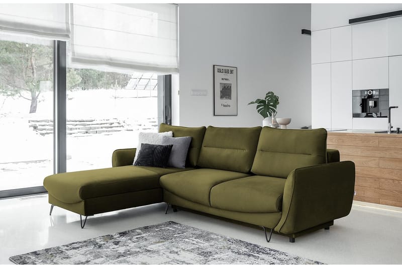 Lence Sovesofa m. Divan Oppbevaring - Grønn - Møbler - Sofaer - Sovesofaer - Sovesofa divan