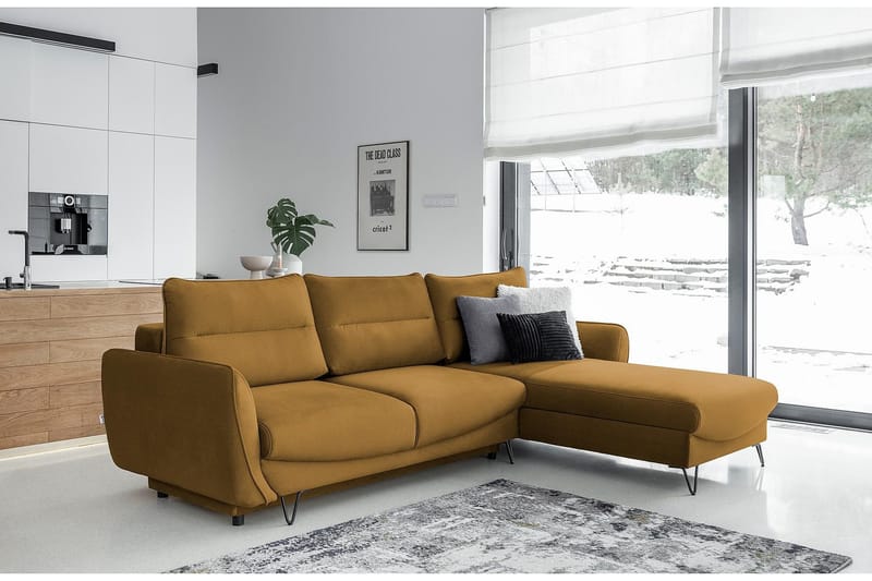 Lence Sovesofa m. Divan Oppbevaring - Gul - Møbler - Sofaer - Sovesofaer - Sovesofa divan