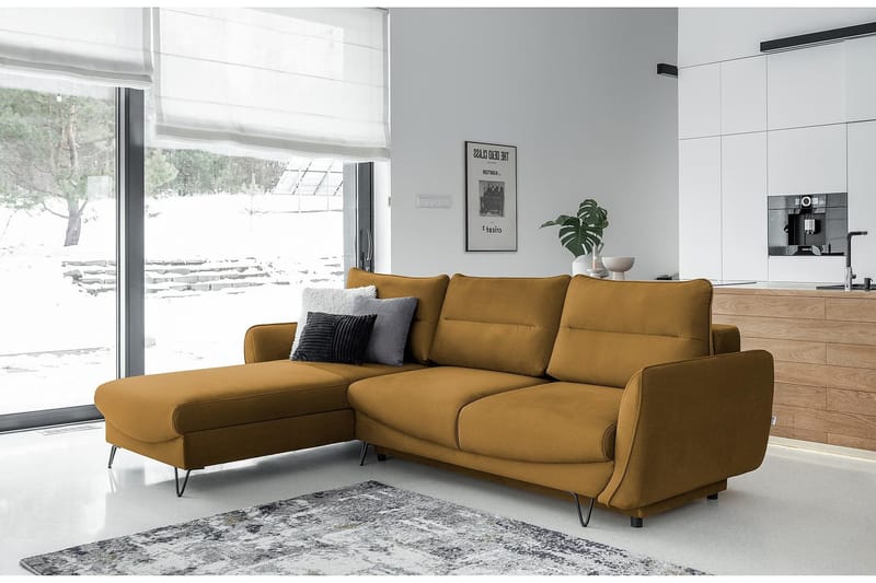Lence Sovesofa m. Divan Oppbevaring - Gul - Møbler - Sofaer - Sovesofaer - Sovesofa divan