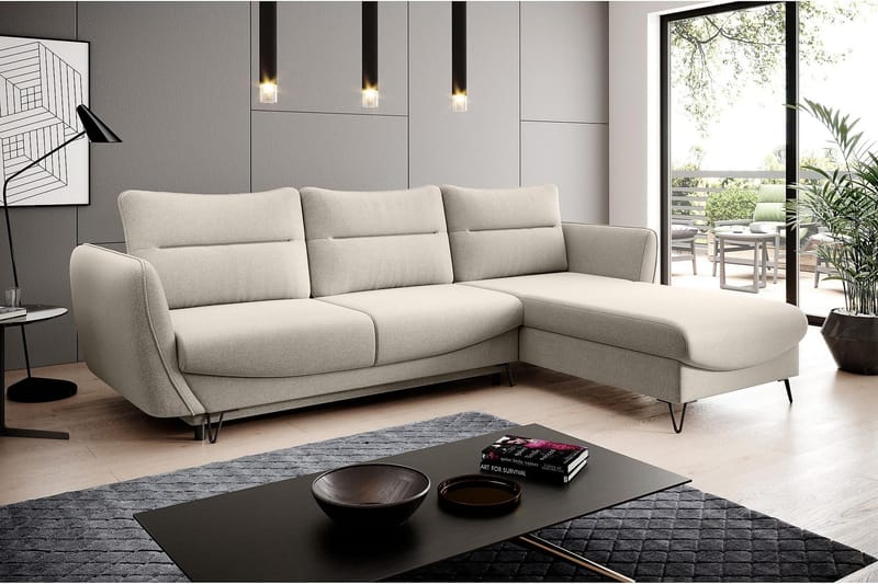 Lence Sovesofa m. Divan Oppbevaring - Hvit/Beige - Møbler - Sofaer - Sovesofaer - Sovesofa divan