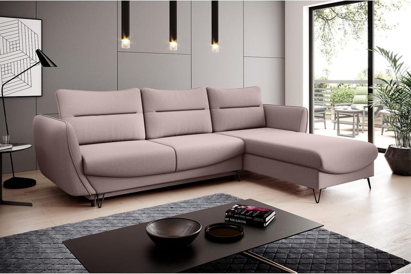 Lence Sovesofa m. Divan Oppbevaring - Lyserosa - Møbler - Sofaer - Sovesofaer - Sovesofa divan