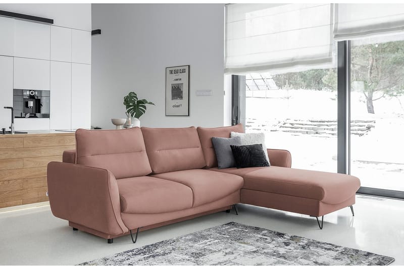 Lence Sovesofa m. Divan Oppbevaring - Lyserosa - Møbler - Sofaer - Sovesofaer - Sovesofa divan