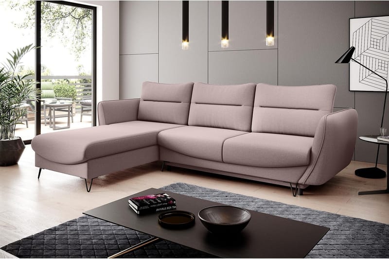 Lence Sovesofa m. Divan Oppbevaring - Lyserosa - Møbler - Sofaer - Sovesofaer - Sovesofa divan