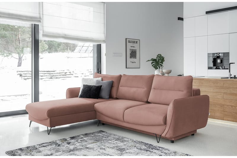 Lence Sovesofa m. Divan Oppbevaring - Lyserosa - Møbler - Sofaer - Sovesofaer - Sovesofa divan