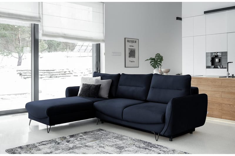 Lence Sovesofa m. Divan Oppbevaring - Mørkeblå - Møbler - Sofaer - Sovesofaer - Sovesofa divan