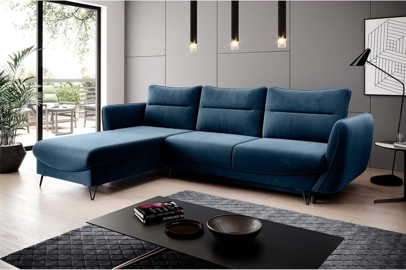 Lence Sovesofa m. Divan Oppbevaring - Mørkeblå - Møbler - Sofaer - Sovesofaer - Sovesofa divan