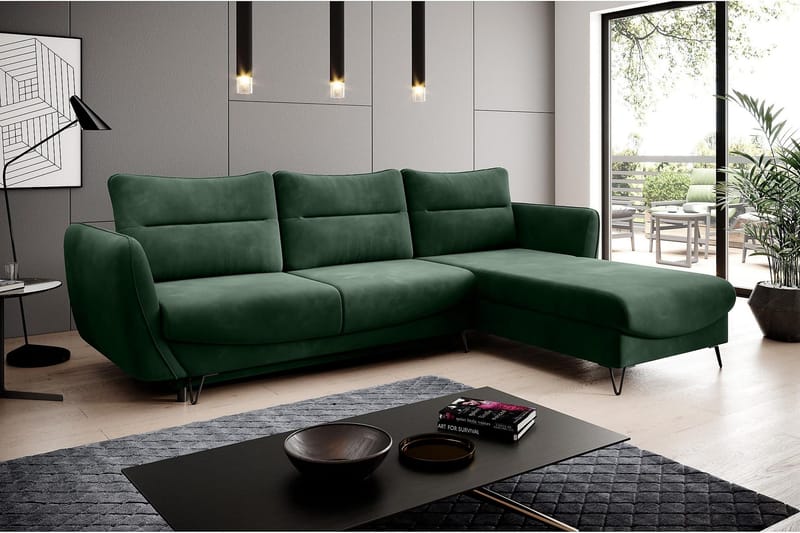 Lence Sovesofa m. Divan Oppbevaring - Mørkegrønn - Møbler - Sofaer - Sovesofaer - Sovesofa divan