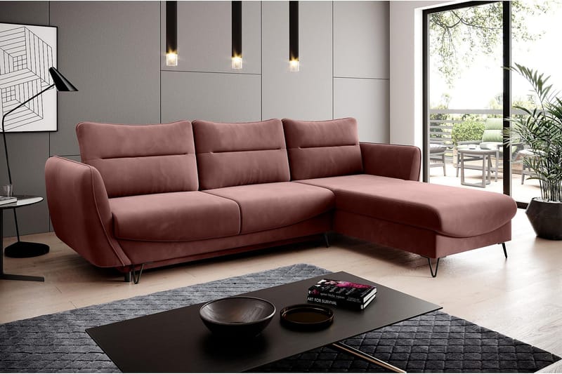 Lence Sovesofa m. Divan Oppbevaring - Rosa - Møbler - Sofaer - Sovesofaer - Sovesofa divan