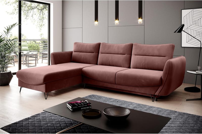 Lence Sovesofa m. Divan Oppbevaring - Rosa - Møbler - Sofaer - Sovesofaer - Sovesofa divan