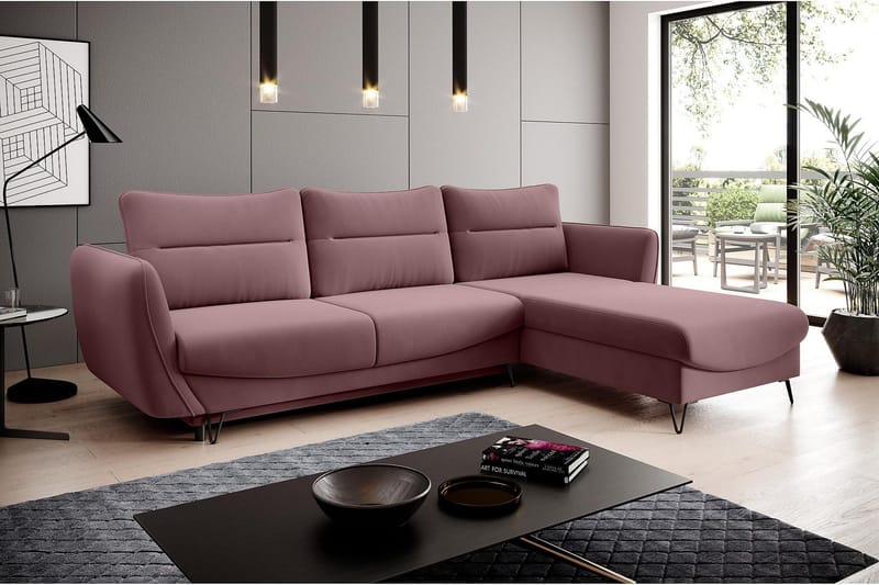 Lence Sovesofa m. Divan Oppbevaring - Rosa - Møbler - Sofaer - Sovesofaer - Sovesofa divan