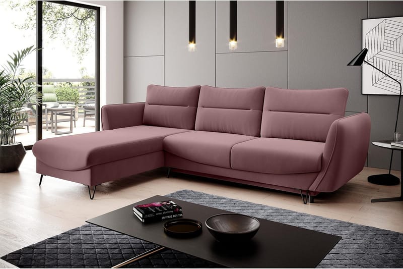 Lence Sovesofa m. Divan Oppbevaring - Rosa - Møbler - Sofaer - Sovesofaer - Sovesofa divan