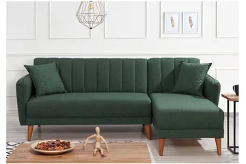 Lepinas Sovesofa med Divan Høyre - Mørkegrønn/Natur - Møbler - Sofaer - Sovesofaer - Sovesofa divan