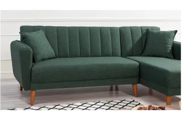 Lepinas Sovesofa med Divan Høyre - Mørkegrønn/Natur - Møbler - Sofaer - Sovesofaer - Sovesofa divan