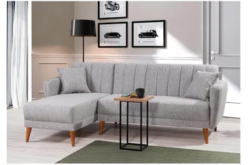 Lepinas Sovesofa med Divan Venstre - Grå/Natur - Møbler - Sofaer - Sovesofaer - Sovesofa divan