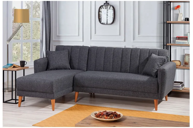 Lepinas Sovesofa med Divan Venstre - Mørkegrå/Natur - Møbler - Sofaer - Sovesofaer - Sovesofa divan