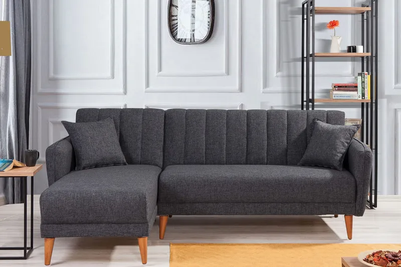 Lepinas Sovesofa med Divan Venstre - Mørkegrå/Natur - Møbler - Sofaer - Sovesofaer - Sovesofa divan