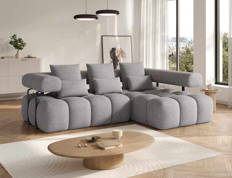 Levvi 3-seters boblete sovesofa med divan, høyre - Coralline 03 - Møbler - Sofaer - Sovesofaer - Sovesofa divan