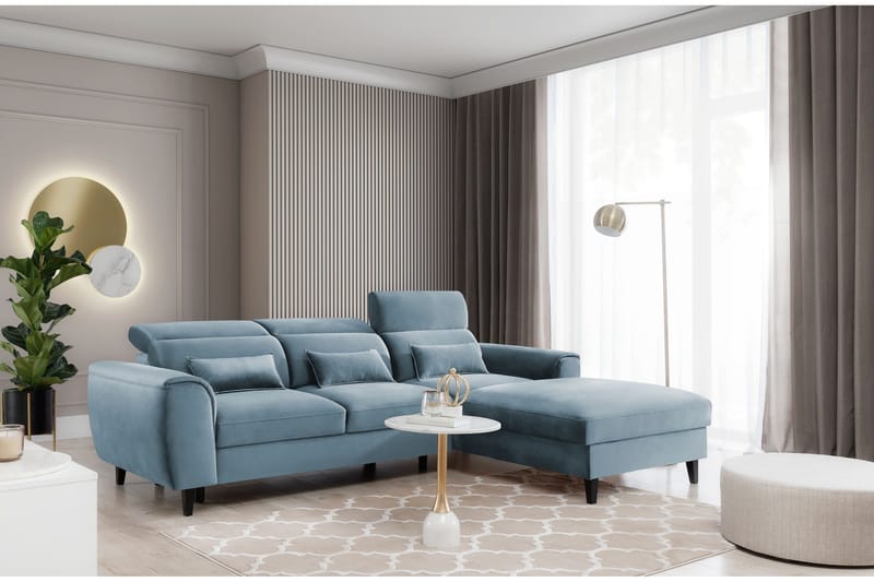 Manni 3-seters Sovesofa m. Divan med Oppbevaring - Blå - Møbler - Sofaer - Sovesofaer - Sovesofa divan