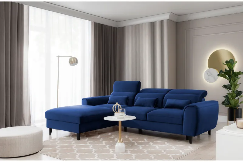 Manni 3-seters Sovesofa m. Divan med Oppbevaring, Blå