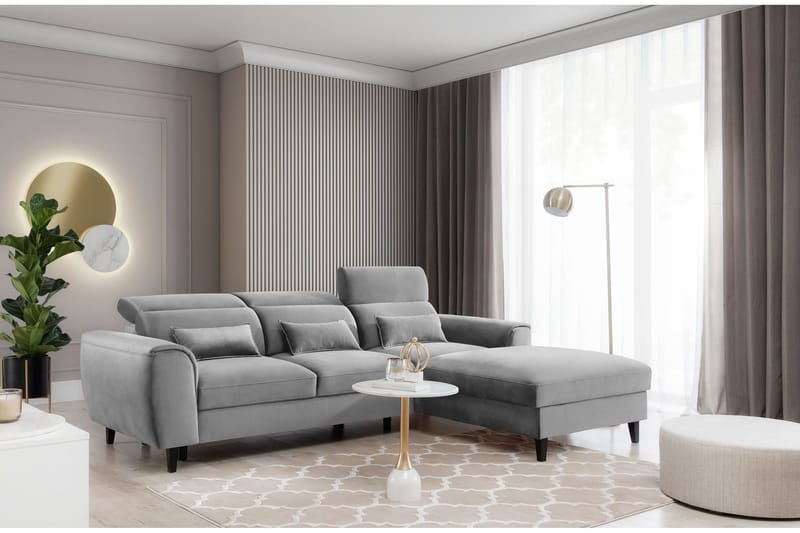 Manni 3-seters Sovesofa m. Divan med Oppbevaring - Grå - Møbler - Sofaer - Sovesofaer - Sovesofa divan