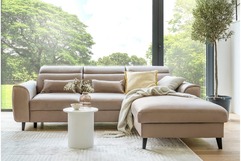 Manni 3-seters Sovesofa m. Divan med Oppbevaring, Lys grå